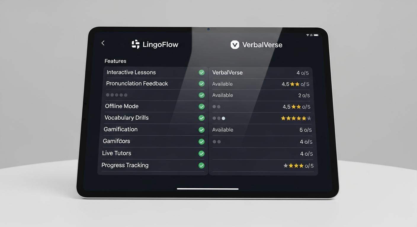 Feature comparison chart of two language learning apps